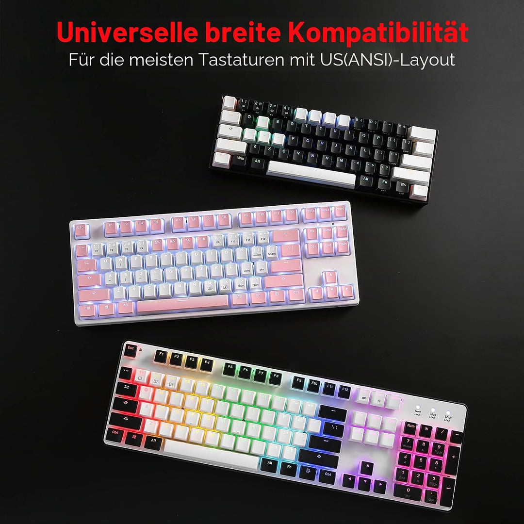 Redragon A130 Schwarze Pudding Tastenkappen, 104 Tasten Standard Doubleshot PBT Tastenkappensatz mit