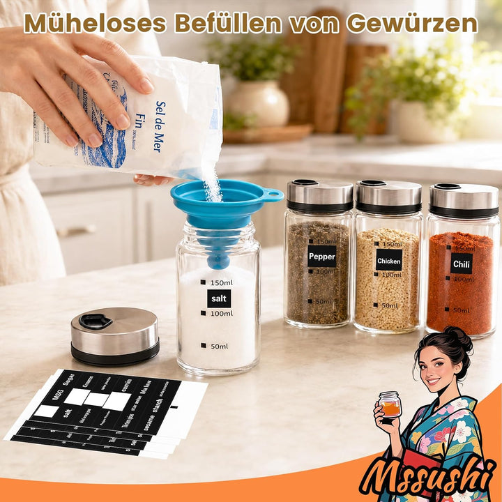 Mssushi 5er Set Gewürzgläser mit Drehdeckel 150ml 150ML 5, 150ML 5
