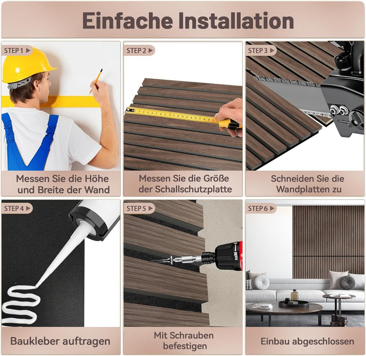 AKK-STAVE Akustikpaneele Holz 240x60 cm (3er-Set 4,32 m²) - Akustik Paneele &amp; Holzpaneele Wand | Hol