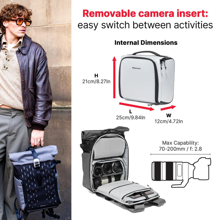 Manfrotto Uncover Kamerarucksack 30L, erweiterbarer Rolltop Large BP 30L, Large BP 30L