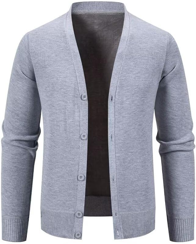 Strickjacke Herren Winter Cardigan Pullover Gestrickt Trachtenjacke Schwarz Grau mit Taschen Pullove