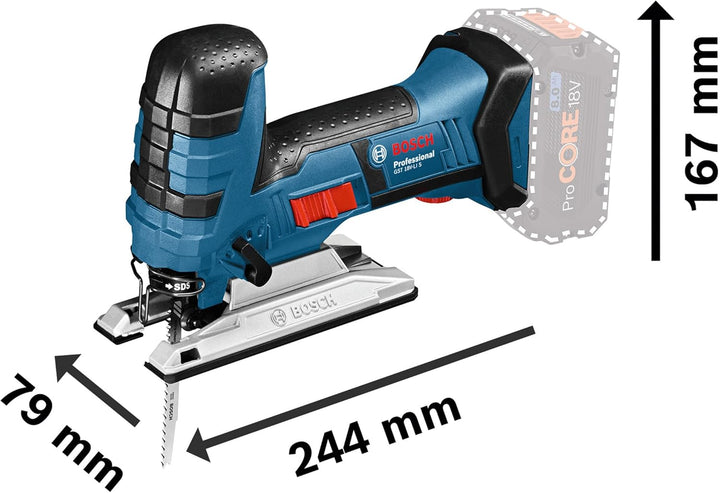Bosch Professional 18V System Akku Stichsäge GST 18 V-LI B (Bügelversion, Schnitttiefe in Holz/Alu/M
