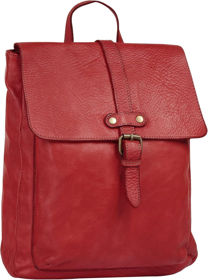 Samantha Look Rucksack Echt Leder Damen - 021380 Rot, Rot