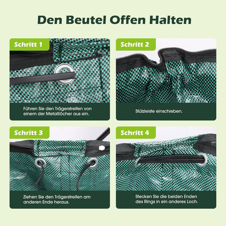 Miaglury 3X 272L Gartenabfallsack Stabil mit Deckel &amp; inkl. Handschuhe - Gartensack Laubsack Gross,