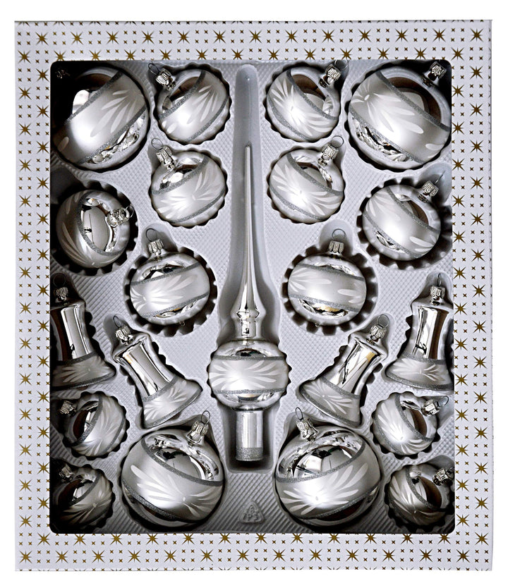 Jingle Bells Lauscha Christbaumkugel Set 21 teilig Wanda Silber