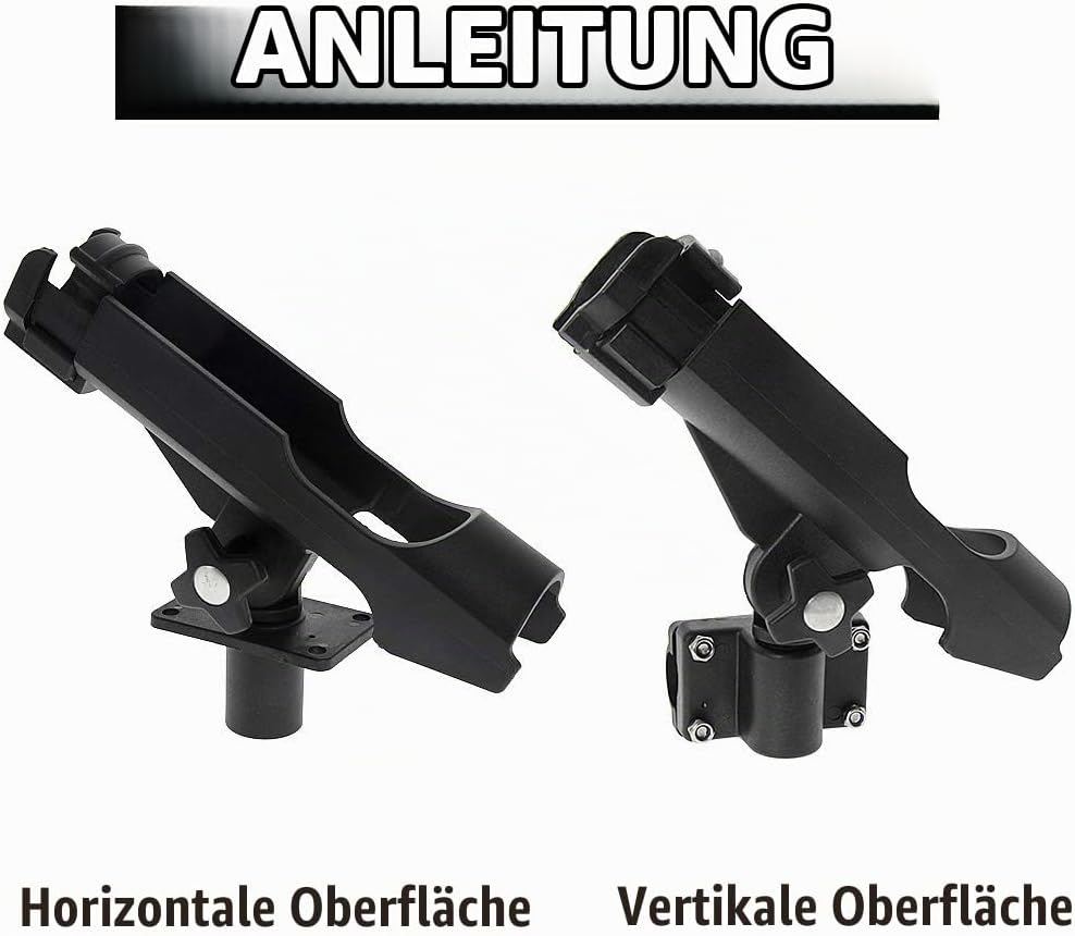 Rutenhalter für Boot Kajak - 2 x Angelrutenhalter Stabil 360 Grad Drehbar und einfach stellbar
