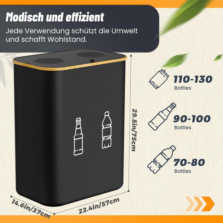 MIDINGCHAI 160L Pfandflaschen Sammelbehälter mit Deckel, Behälter Leergut &amp; Altglas &amp; Papiermüll Rec