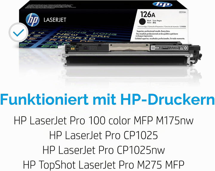 HP 126A (CE310A) Schwarz Original Toner, 1er Pack, schwarz Schwarz 1.200 Seiten Single, Schwarz 1.20