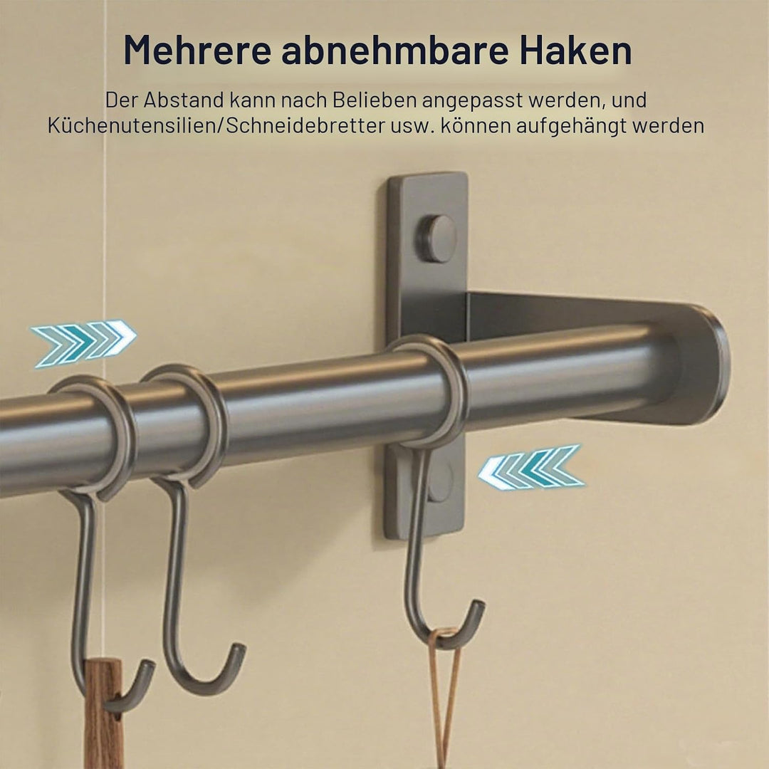 Küchenleiste mit Haken und Messerschlitz – Wandmontierter Edelstahl-Utensilienhalter, kompakte platz