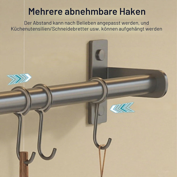 Küchenleiste mit Haken und Messerschlitz – Wandmontierter Edelstahl-Utensilienhalter, kompakte platz