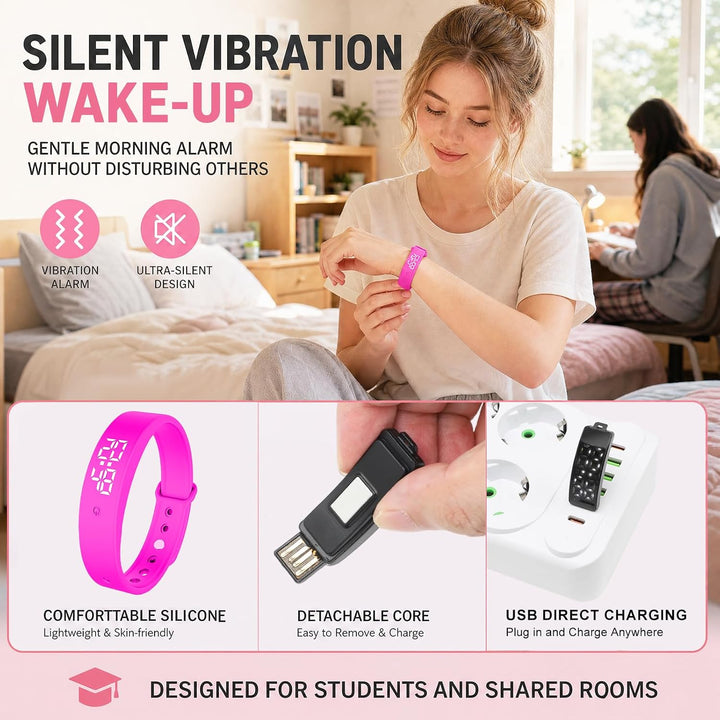 CEWROM Vibrationswecker Armband, Wecker Armband Vibration mit Timer, Vibrationsalarm Erinnerung Uhr,