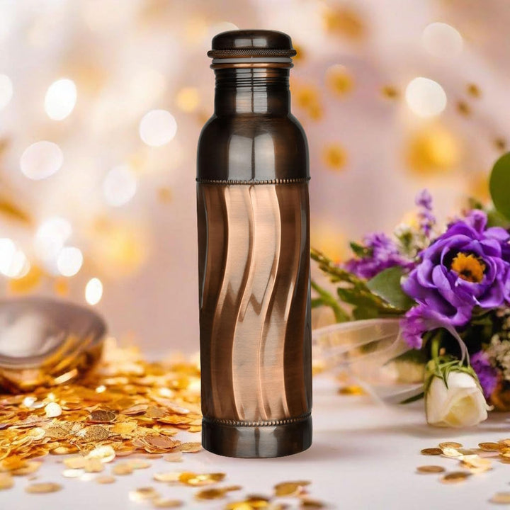 ayurvedische Kupfer-Wasserflasche, auslaufsicheres naturreines Kupfergefäss 900ml/30oz D44 900 ml De