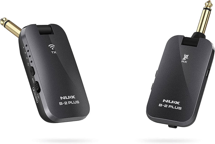 Nux B-2 Plus 2.4GHz Drahtlos-Gitarren-System, Wireless Adapter (Taschenformat, Akkulaufzeit max. 7 S