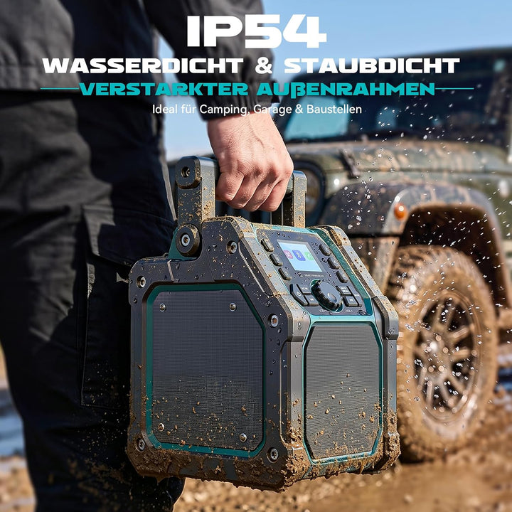 Ecarke Akku Baustellenradio DAB+ FM Radio kompatibel mit Makita 18V Akku