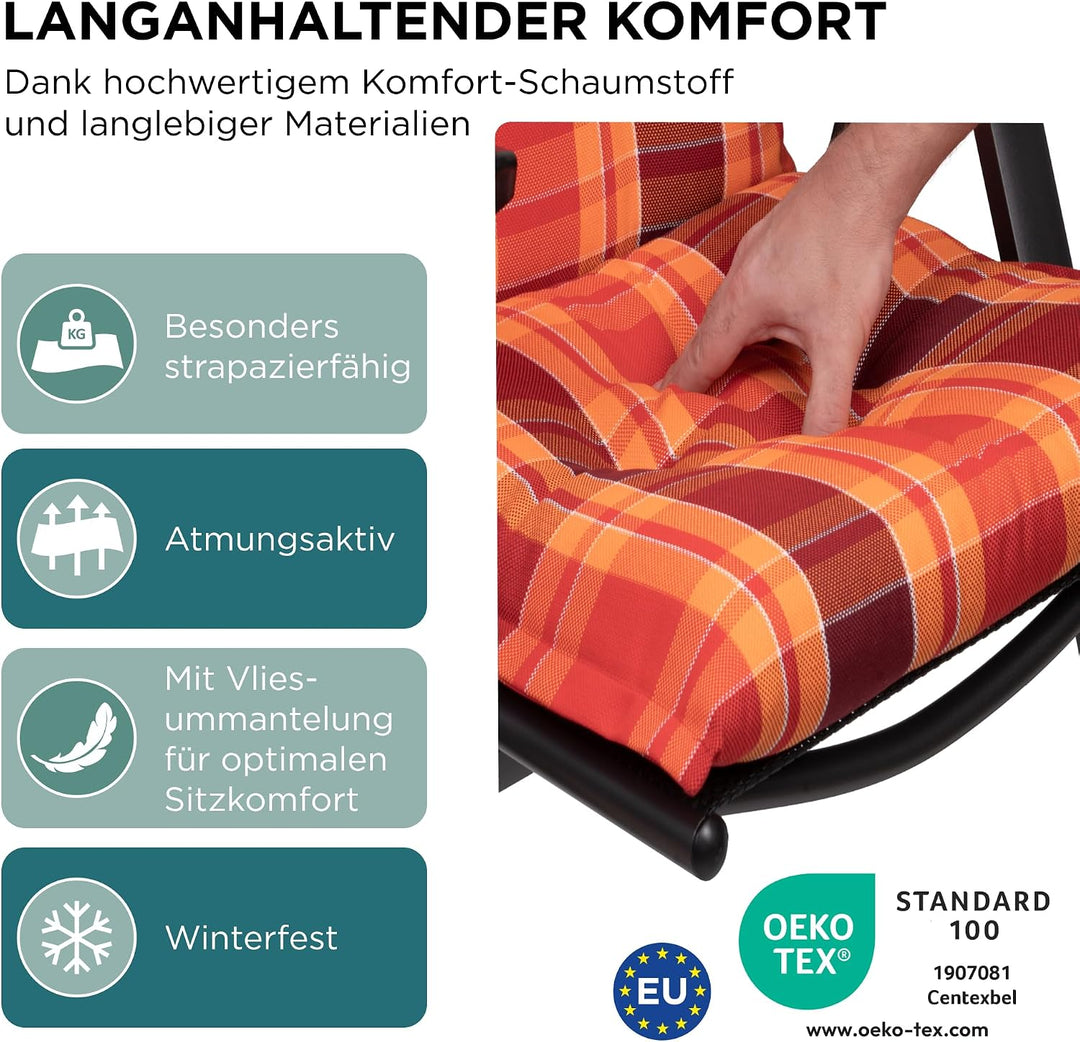 Gartenstuhlauflagen Niedriglehner, 4er Set, Rot kariert Rot Kariert 4-Stück, Rot Kariert 4-Stück