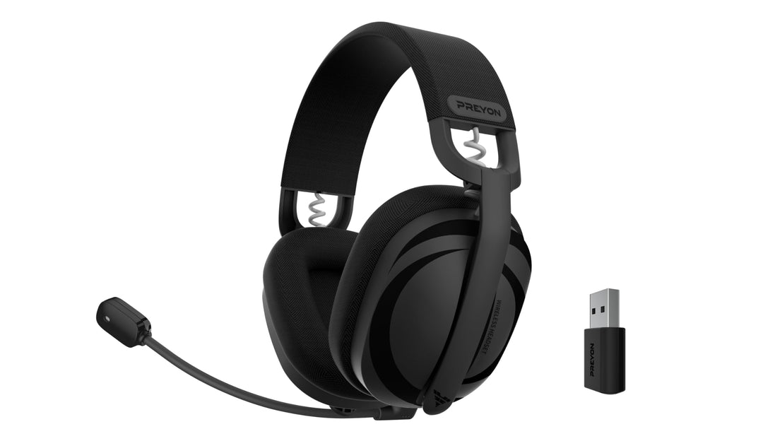 PREYON Tornado Fly, Funk-Kopfhörer, Gaming, Arbeit, Ohrbügel, Bluetooth, PC, Konsole, Smartphone, Sc