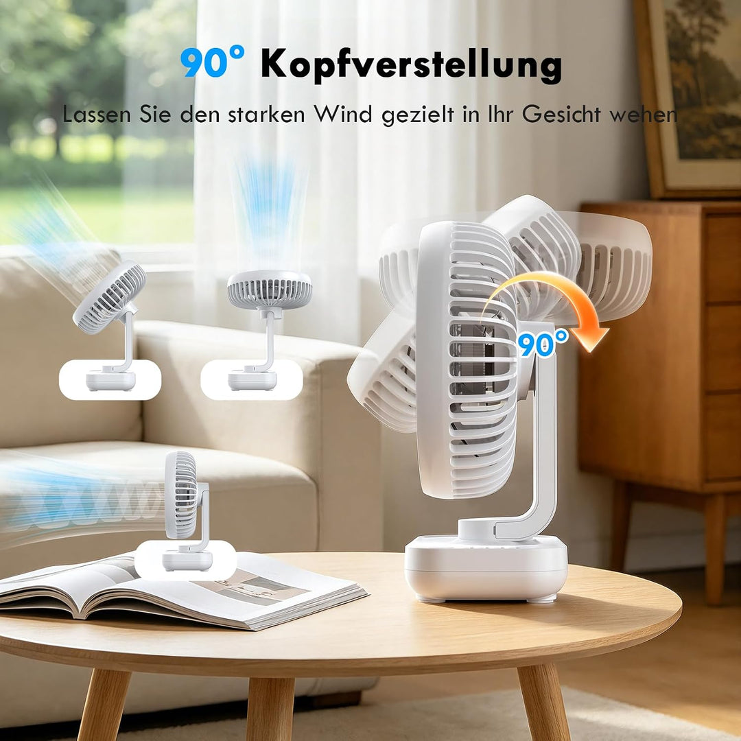 Dreamhigh® 4000mAh USB Ventilator Ultra Leise, Tischventilator, Klein Tragbarer 4 Geschwindigkeiten