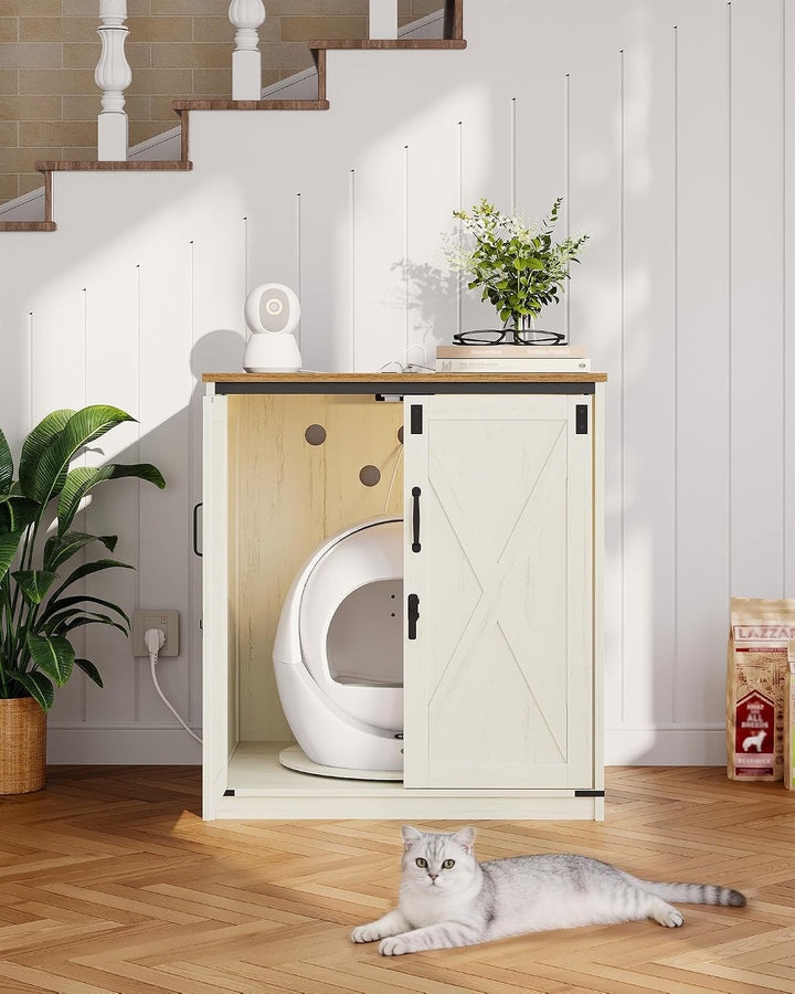 Hzuaneri Gross Katzenschrank, 82 × 70 × 90 cm, Verdeckter Katzenklo Schrank mit Drehbarer Schale, St