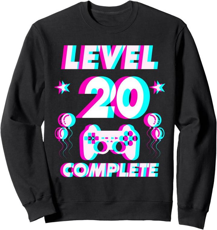 Level 20 Complete 20. Geburtstag - Zocker Gaming Vaporwave Sweatshirt