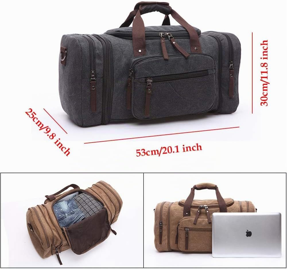 Reisetasche, gross 40 l 50 l erweiterbare Segeltuch-Reisetasche, Unisex-Reisetaschen, Wochenendtasch