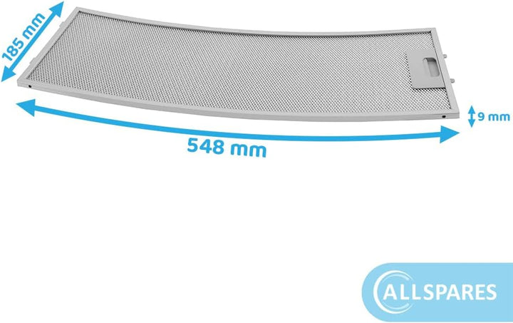 AllSpares Metallfilter für Dunstabzugshauben geeignet für Neff 00357623/357623 (548x185x9mm)