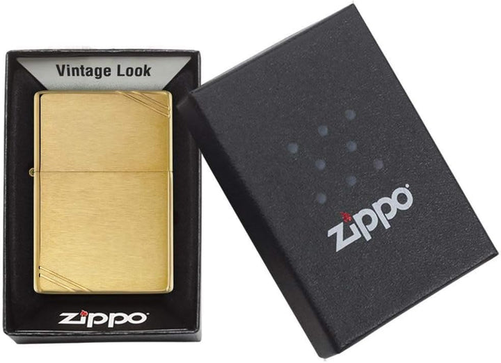Zippo 240 Feuerzeug 60000808 Classic Vintage Benzinfeuerzeug, Messing, Brushed Brass w slashes, Brus