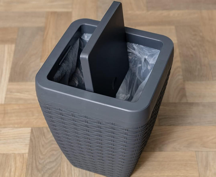 Addis, Rattan-Kunststoff, anthrazit, Bin &amp; Toilet Set Bin &amp; Toilet Set Anthrazit, Bin &amp; Toilet Set A