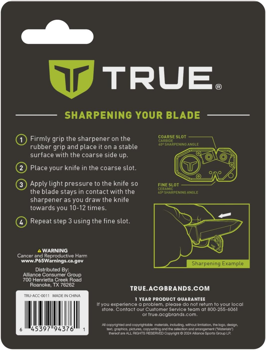 True Utility MYCRO Knife Sharpener - Kompakter Messerschärfer mit Karbid- und Keramikschlitzen - TPR