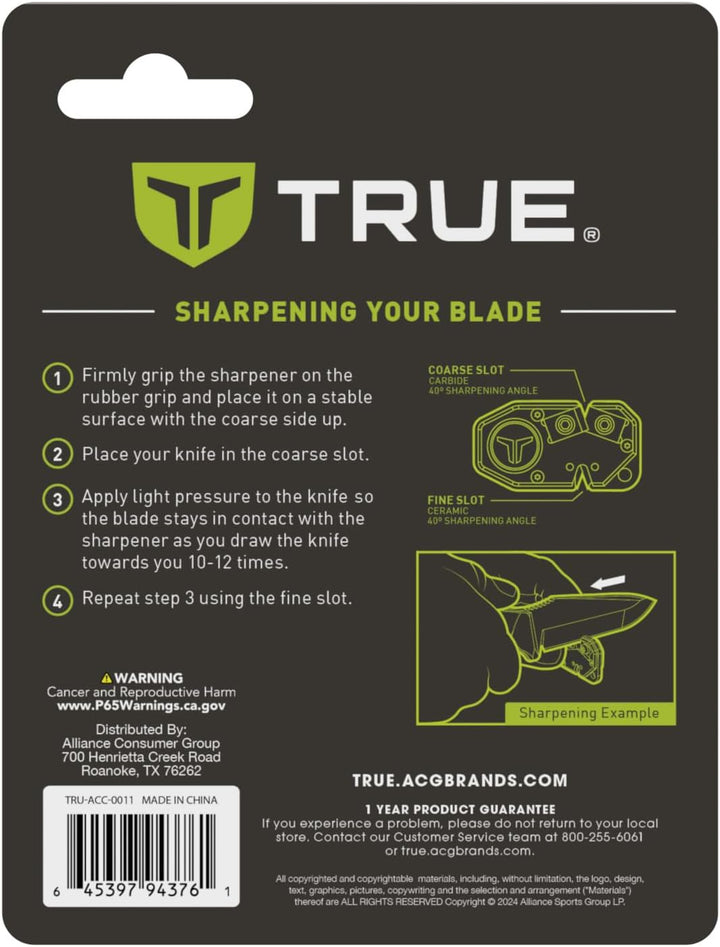 True Utility MYCRO Knife Sharpener - Kompakter Messerschärfer mit Karbid- und Keramikschlitzen - TPR