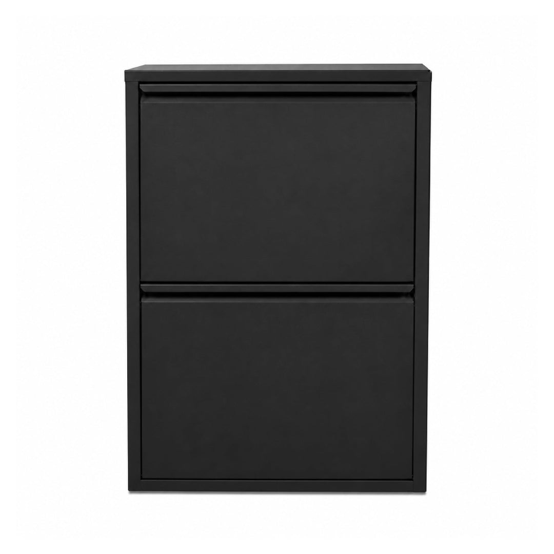 Schuhschrank Schmal, Metall Schuhkipper mit Magnet-Klappen, Freistehend oder Wandmontage, für Flur,