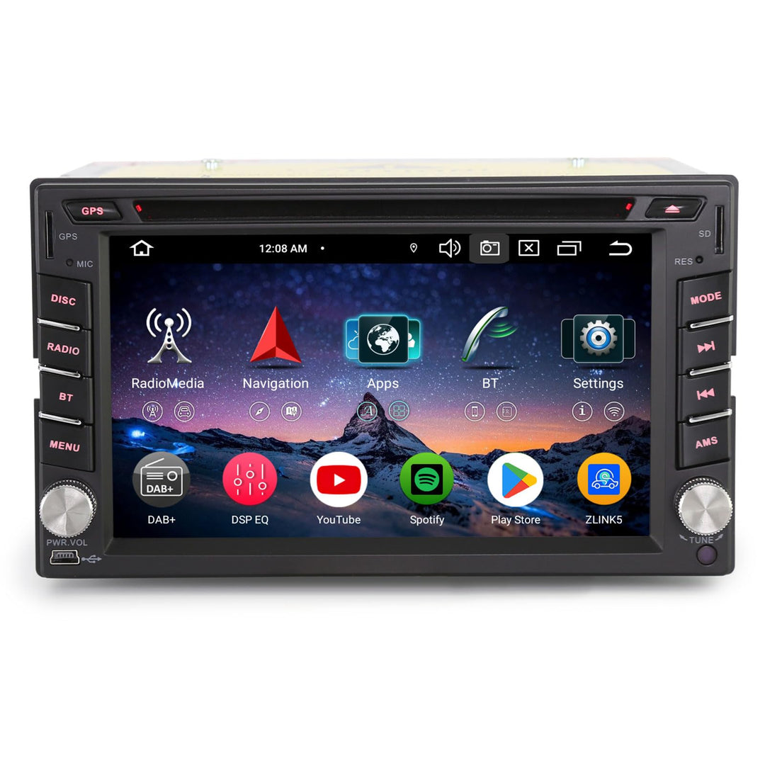 Erisin 8-Kern 4GB RAM+64GB ROM Universal Doppel Din Android 14 Autoradio mit CD Player GPS Navigatio