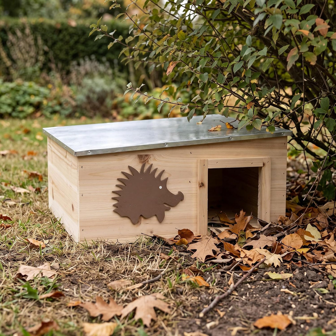 CULT at home Igelhaus mit Boden aus Holz 37 x 37 x 18 cm - | Igelhotel mit Labyrintheingang – Igelfu