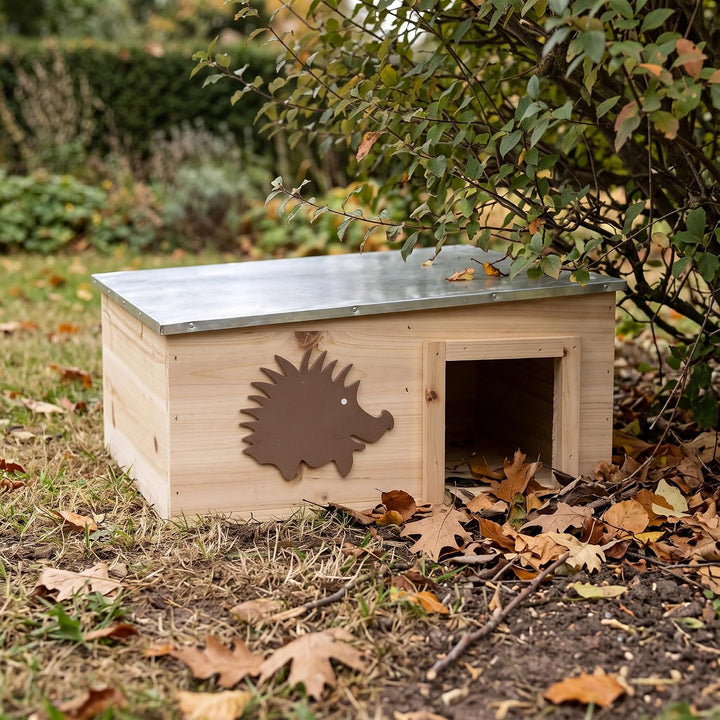 CULT at home Igelhaus mit Boden aus Holz 37 x 37 x 18 cm - | Igelhotel mit Labyrintheingang – Igelfu