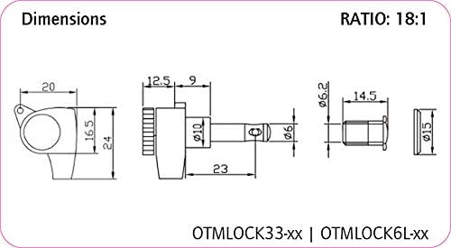 ORTEGA Locking Gitarrenmechaniken-Set, 3+3, gold (OTMLOCK33-GO)
