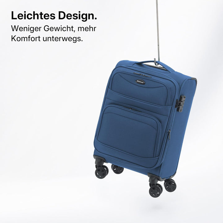 Stoffkoffer erweiterbar mit Frontfächern,15% Extra-Volumen, TSA-Schloss, 360° Doppelrollen &amp; verdeck