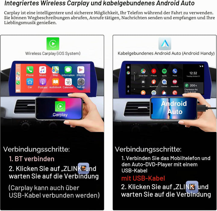 AneQu 12.3" Auto Stereo Android 12 für BMW 5er E60 2005-2008 CCC System Octa-Core 32GB ROM Auto Mult