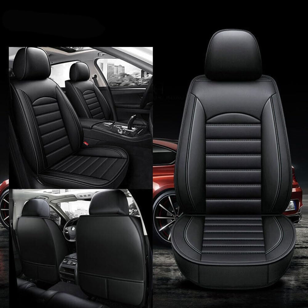 Wasserdicht PU Leder Autositzbezüge Fit für Volkswagen Auto Vordersitz 2 Stück Set (schwarz), schwar