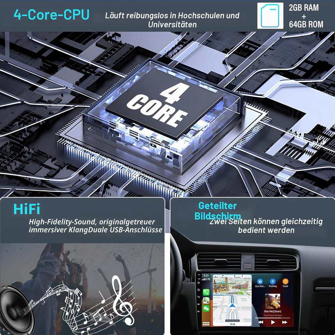 SIXTOP 2+64G Android 13 Autoradio für Audi A4 (B6/B7) S4 RS4 8E 2000-2009 mit CarPlay Android Auto 9
