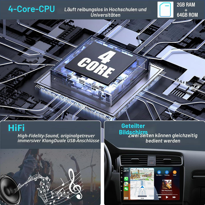 SIXTOP 2+64G Android 13 Autoradio für Audi A4 (B6/B7) S4 RS4 8E 2000-2009 mit CarPlay Android Auto 9