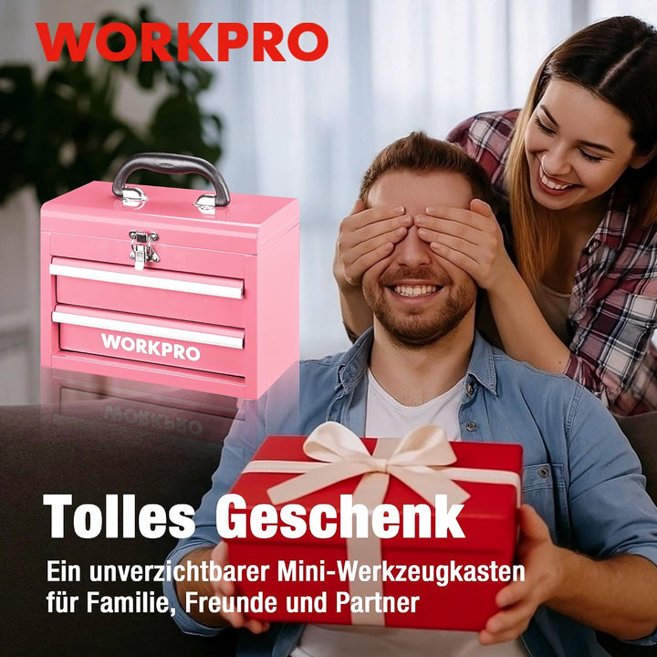 WORKPRO Metall Schubladenbox 2 Schubladen, Rosa, Tisch Organizer, Rosa