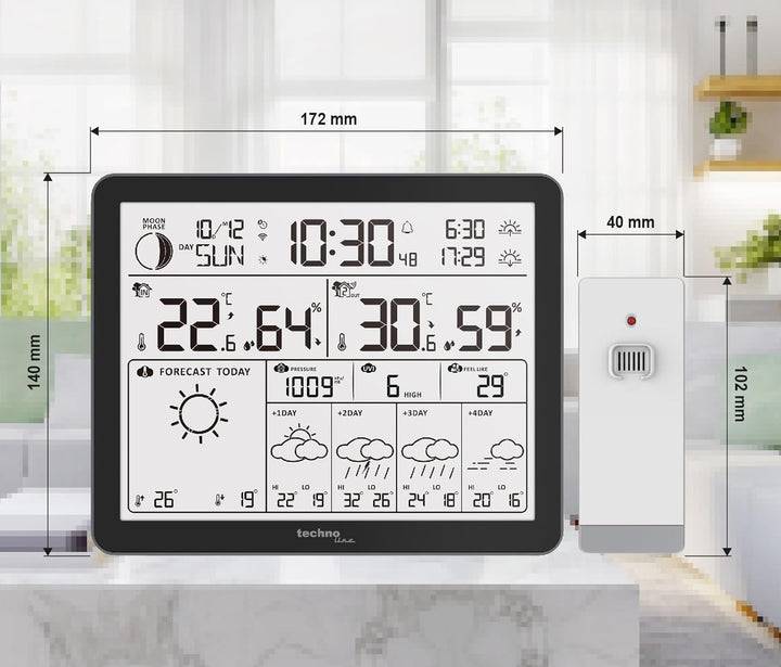 WD3000 - Wetterstation mit 4 Tage Wettervorhersage, Inklusive Aussensender, Daten auf der Station un