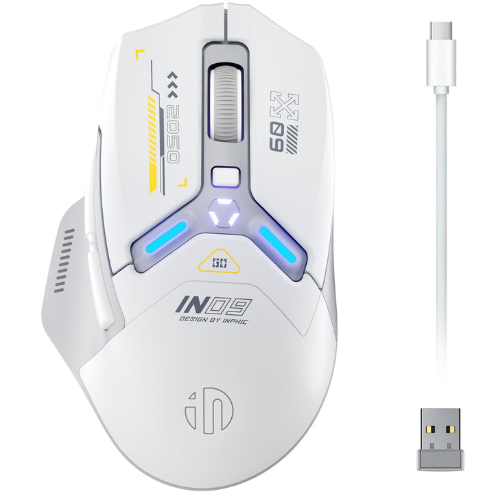 inphic IN9 Gaming Maus kabellos, echte Tri-Mode 2,4G Wireless/Type-C Wired/Bluetooth Maus, 10k DPl,