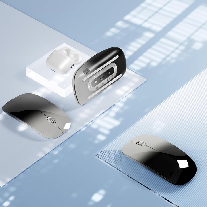 Uiosmuph Bluetooth Maus, Kabellose Maus mit USB-Nano-Empfänger, Tri-Mode (Dual Bluetooth 5.1 + 2.4GH