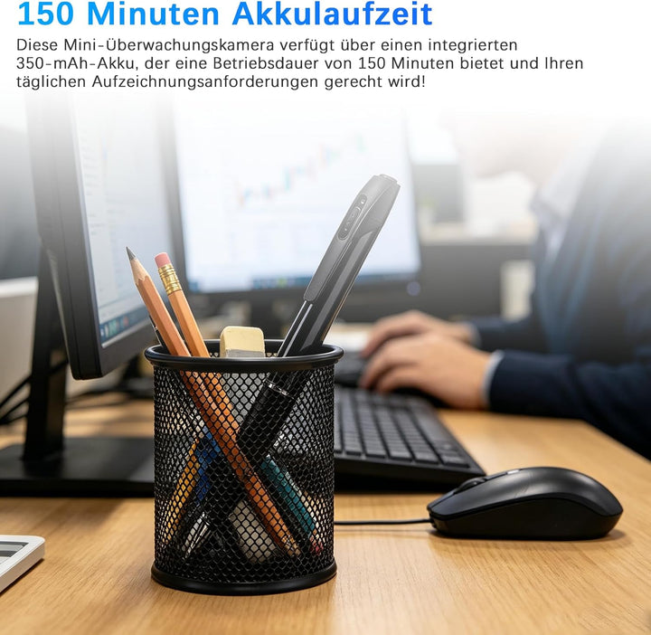 Tragbare Mini Kamera FHD1080P, 2 in 1 Mini Überwachungskamera Für Innen Kamera Stift, Überwachungska