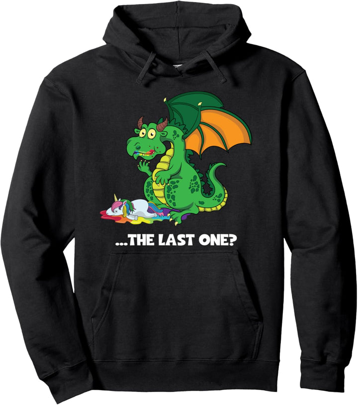 Lustiger Drache - The Last One? Drache frisst Einhorn Pullover Hoodie