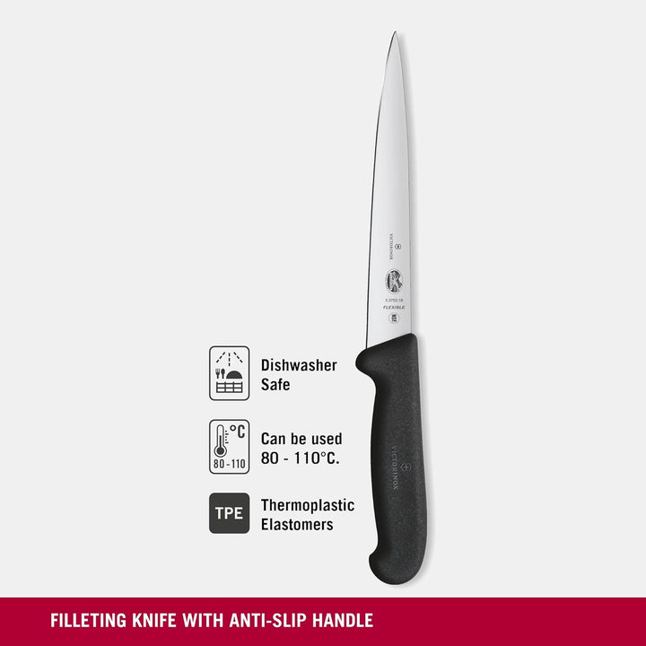 Victorinox, Fibrox, coltello per affettare, 18 cm, lama flessibile, lavabile in lavastoviglie, color
