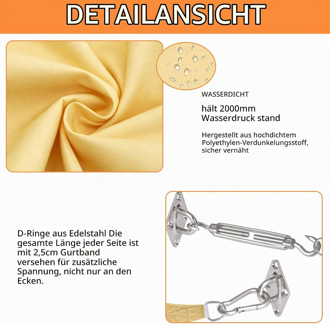 Sonnensegel Wasserdicht,Sonnensegel Rechteck 2x3m,Sonnenschutz Baldachin,Segel Baldachin,Rechteckige