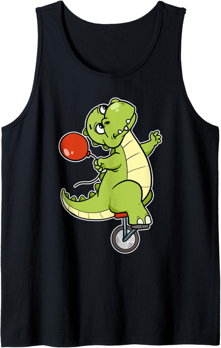 Lustiger Einrad Dinosaurier Akrobatik T-Rex Mit Rotem Ballon Tank Top