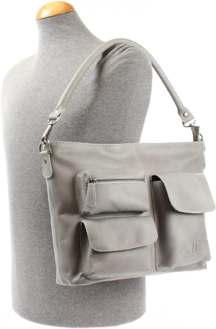 LECONI Schultertasche Ledertasche für Damen Vintage-Look echtes Leder Natur grosser Shopper Lederhan