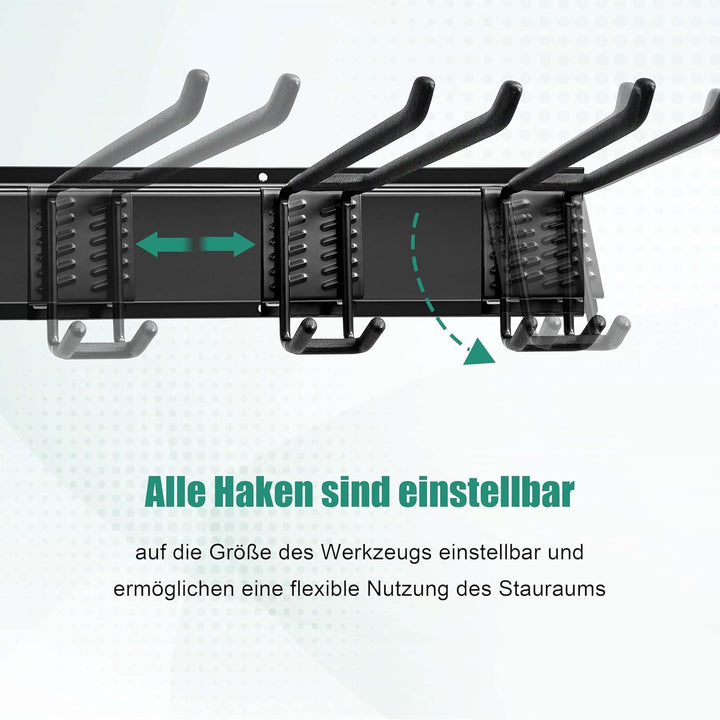 Mimoke Garagen-Wandregal &amp; Werkzeughalter – 4 Paneele, 9 Haken, 162 cm, Robust &amp; Vielseitig, Ideal f